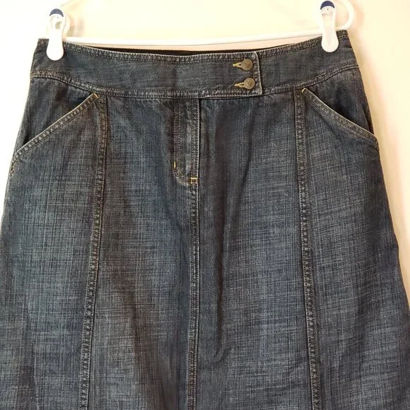 Liz Claiborne Denim Midi Skirt 4 Pocket Cotton Blue Size 10 - Picture 2 of 13